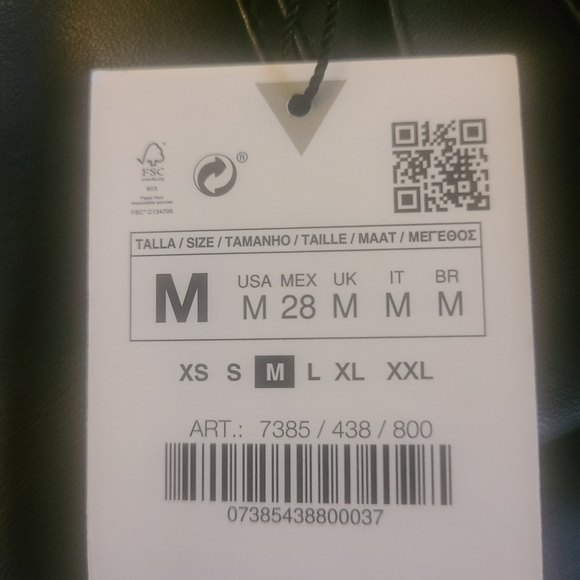 Zara pants leather faux  straight leg black womens high waisted 5 Pockets zip - Picture 12 of 16